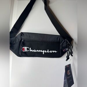 Champion unisex prime sling Fanny waist Black Men's Bag adjustable